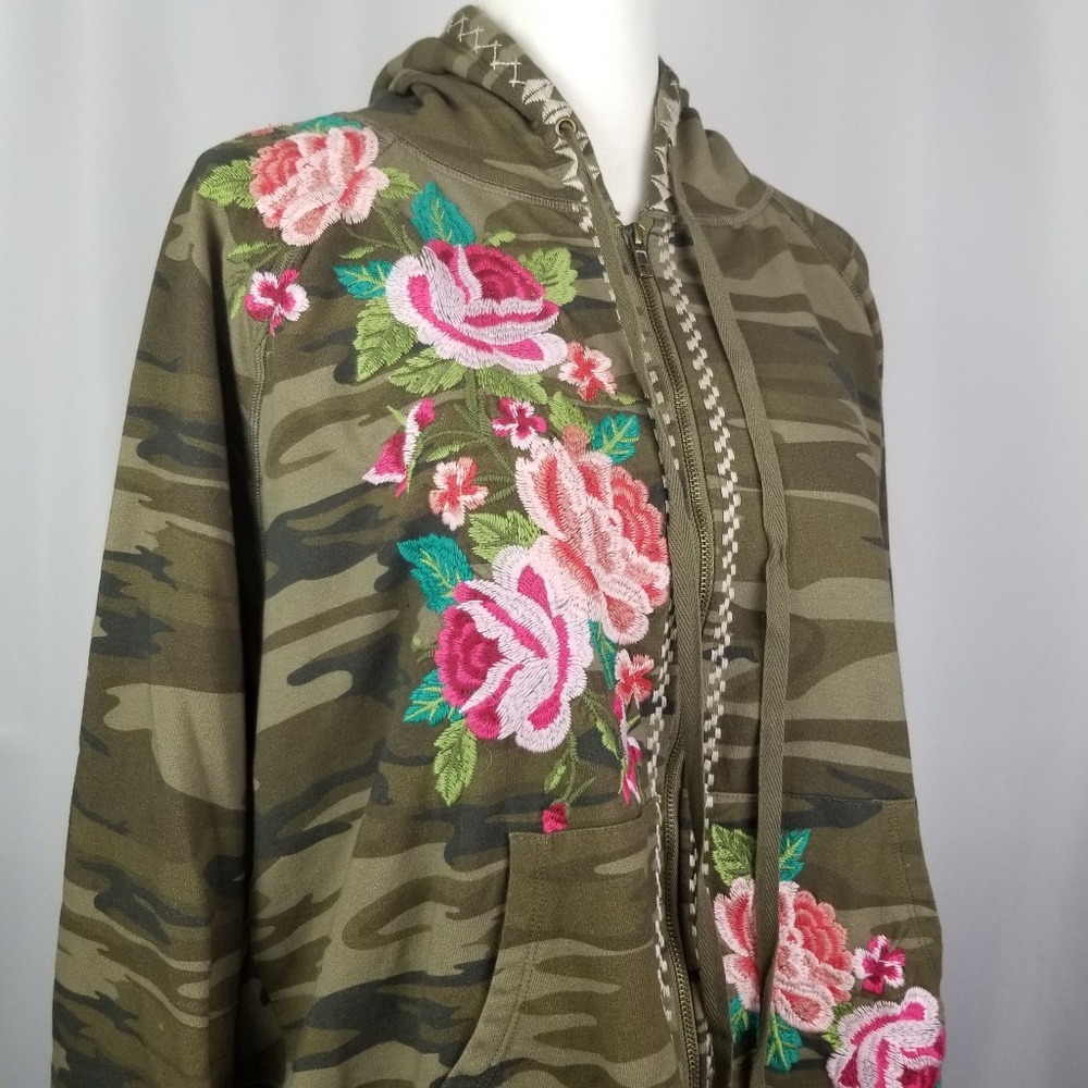 Johnny Was Dorana Raglan Zipup Camo Hoodie